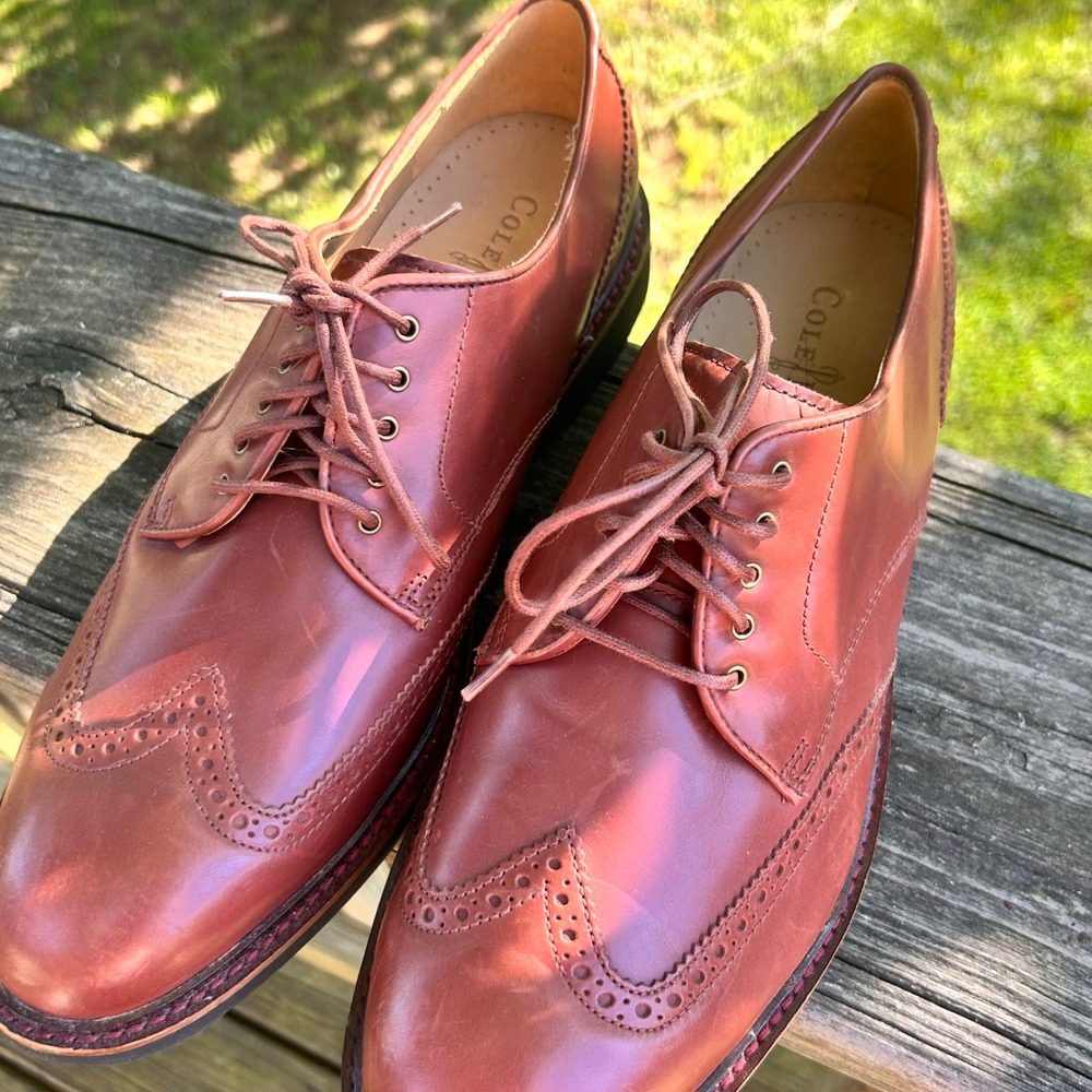 Cole Haan Wingtip Oxford 10.5 Brown Leather Derby Dark Academia Classic Preppy - Picture 2 of 8